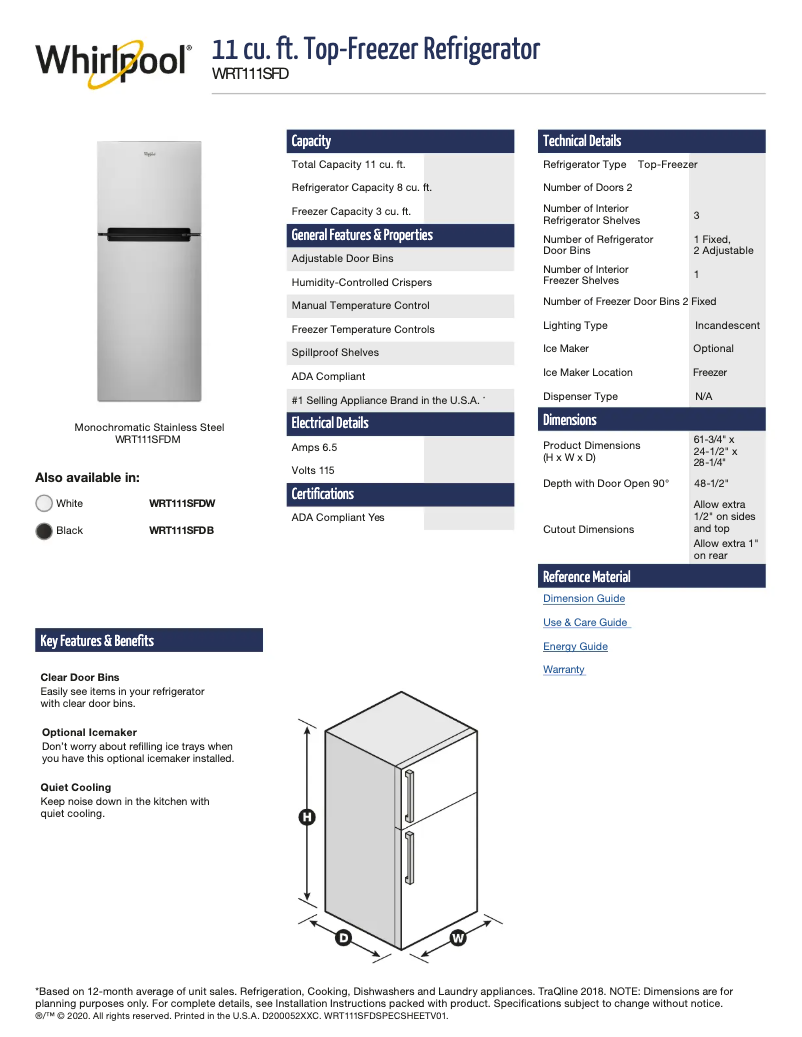 Image de la première page du manuel de l'appareil WRT111SFD