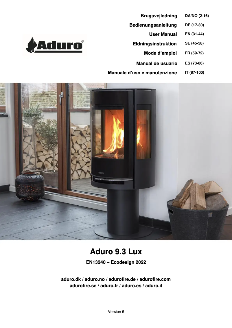 Page 1 de la notice Manuel utilisateur Aduro 9.3 Lux