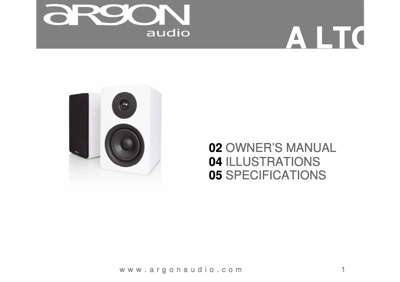 Page n°1 - Manuel utilisateur Argon Alto 4