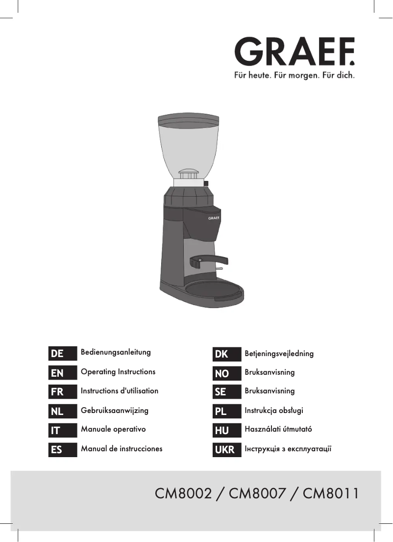 Page n°1 - Manuel utilisateur Graef CM 8011