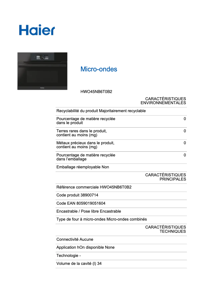 Image de la première page du manuel de l'appareil Series 6 HWO45NB6T0B2