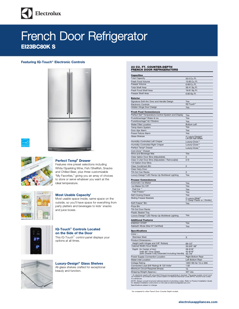Page 1 de la notice Guide d'installation Electrolux EI23BC80K