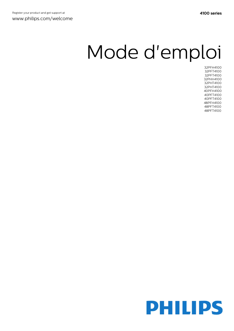 Page 1 de la notice Manuel utilisateur Philips 32PFT4100
