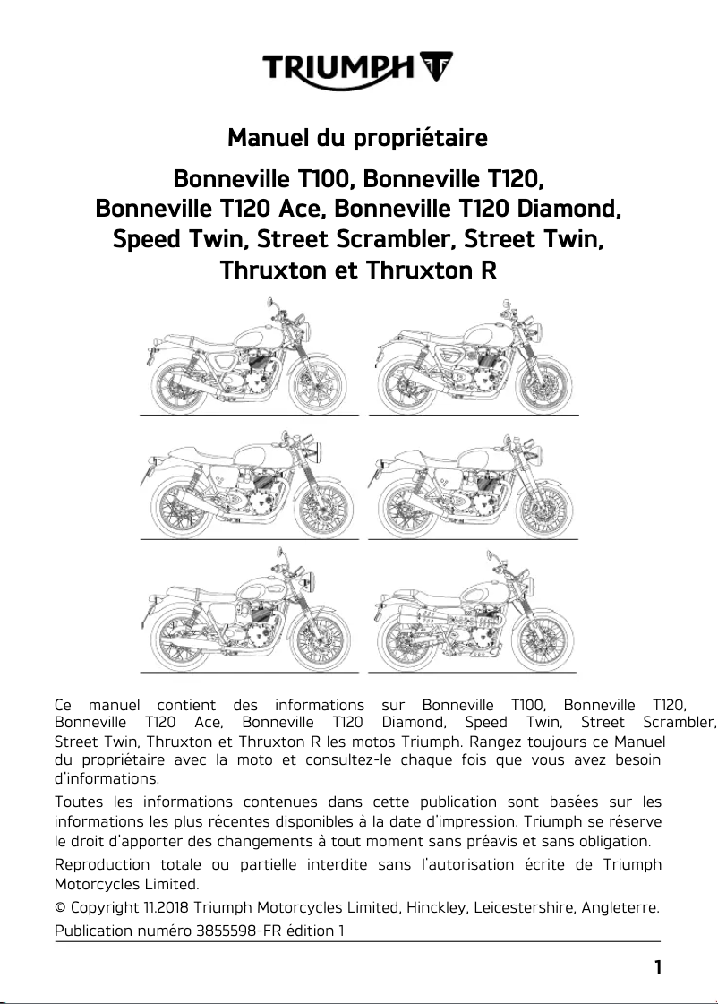 Page 1 de la notice Manuel utilisateur Triumph Thruxton