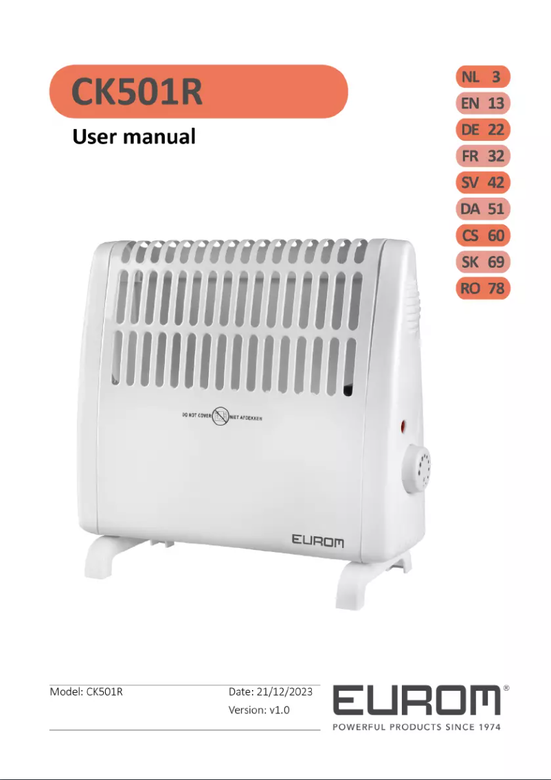 Page n°1 - Manuel utilisateur Eurom CK501R