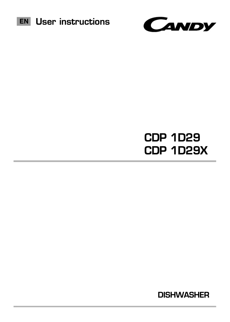 Page 1 de la notice Manuel utilisateur Candy CDP 1D29-AUS