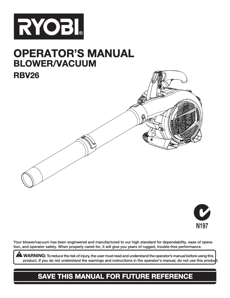 Page n°1 - Manuel utilisateur RYOBI RBV26