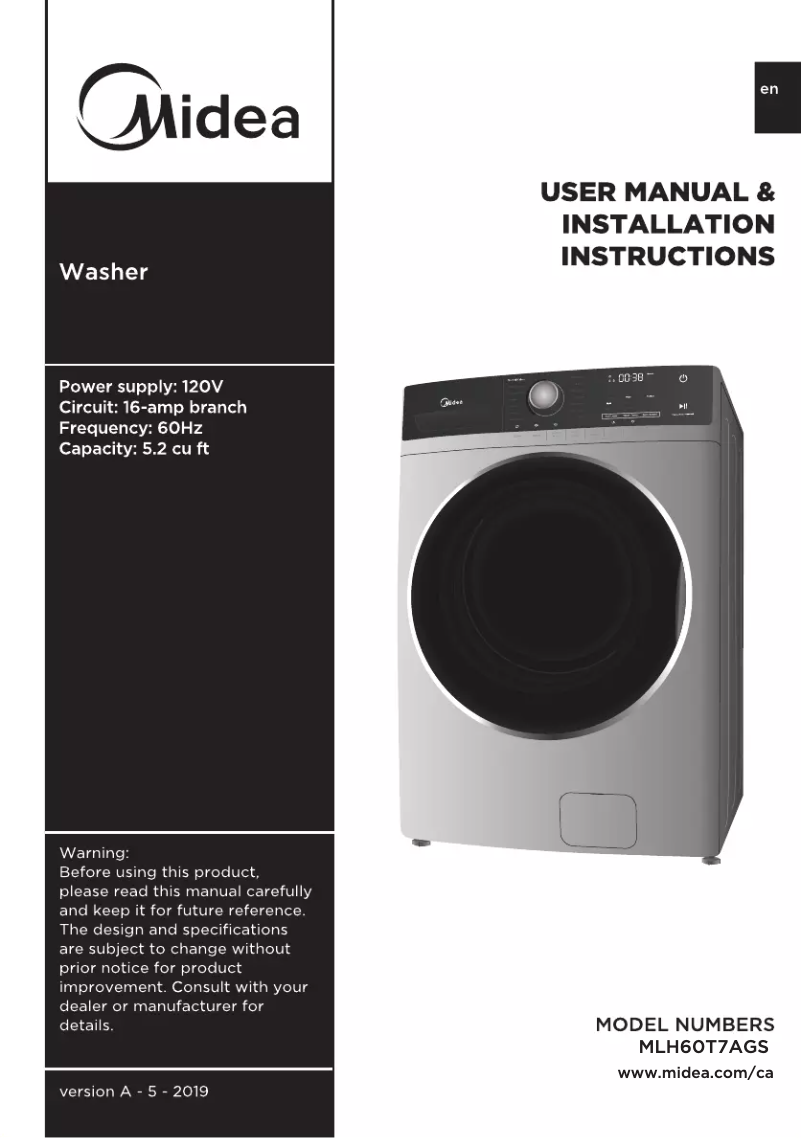 Page 1 de la notice Manuel utilisateur Midea MLH60T7AGS