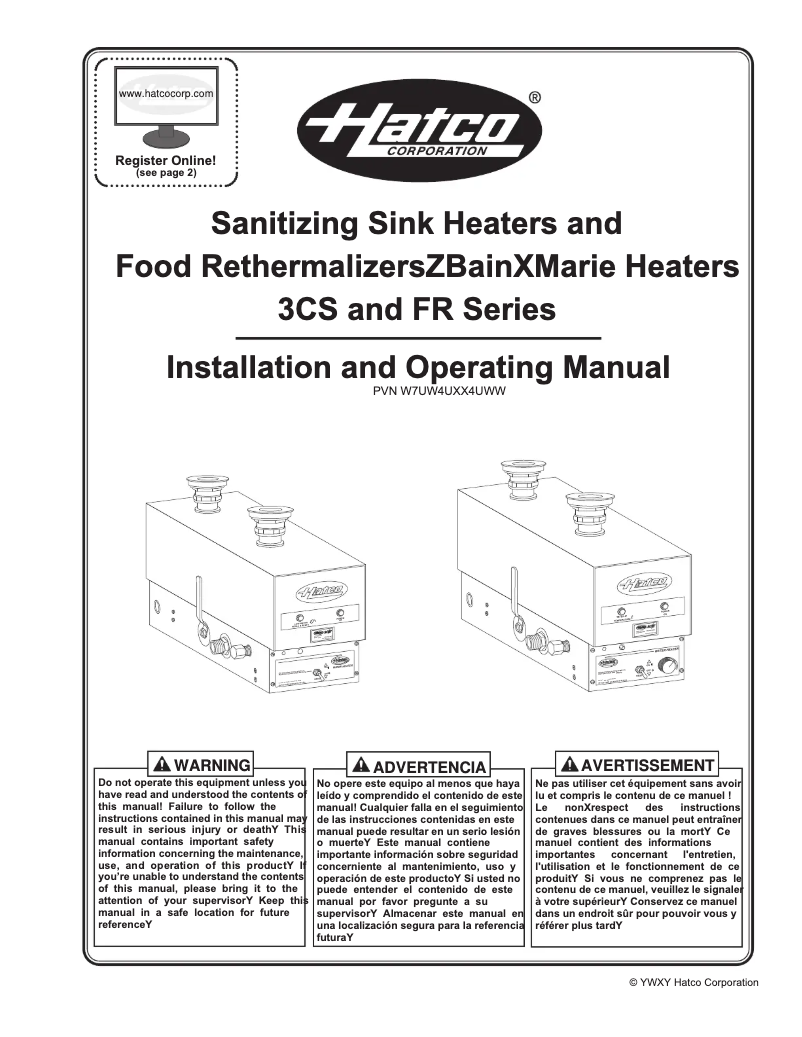 Page n°1 - Manuel utilisateur Hatco 3CS-9B