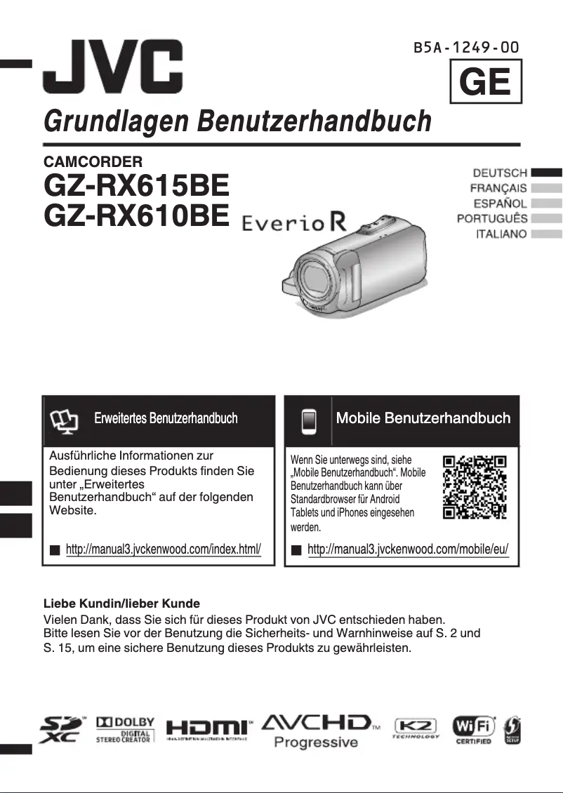 Page n°1 - Manuel utilisateur JVC Everio GZ-RX615BE