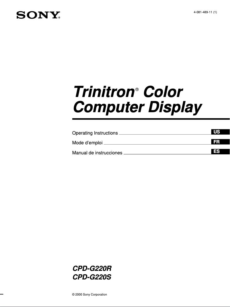 Page 1 de la notice Manuel utilisateur Sony CPD-G220R