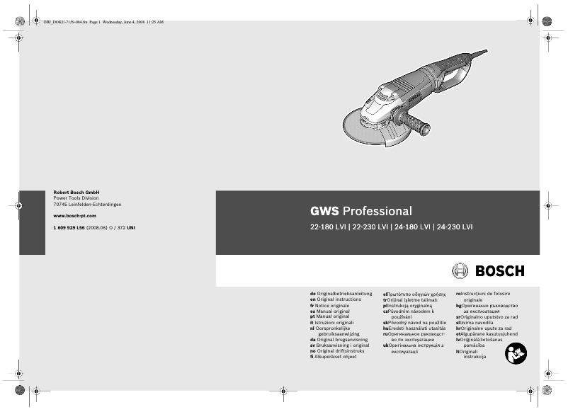 Page 1 of the manual User Manual Bosch GWS 22-180 LVI