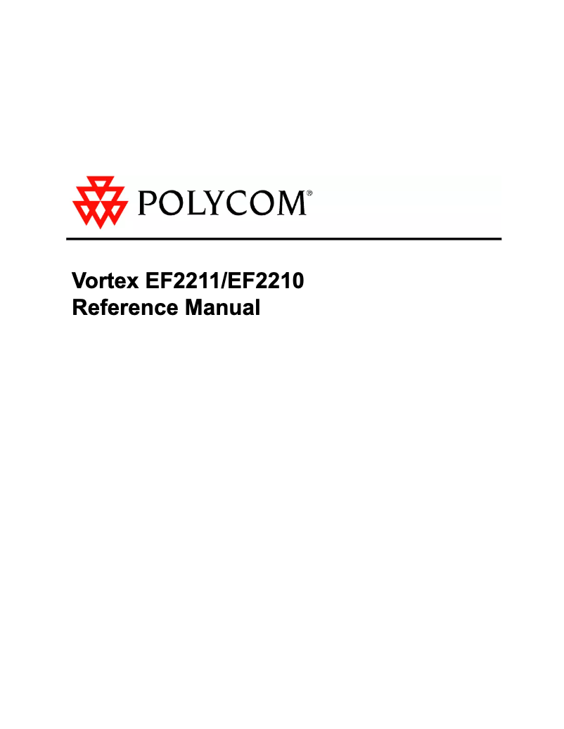 Page n°1 - Manuel utilisateur Polycom Vortex EF2211