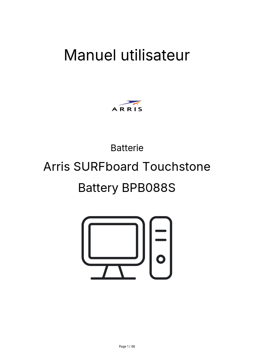 Page n°1 - Manuel utilisateur Arris SURFboard Touchstone Battery BPB088S
