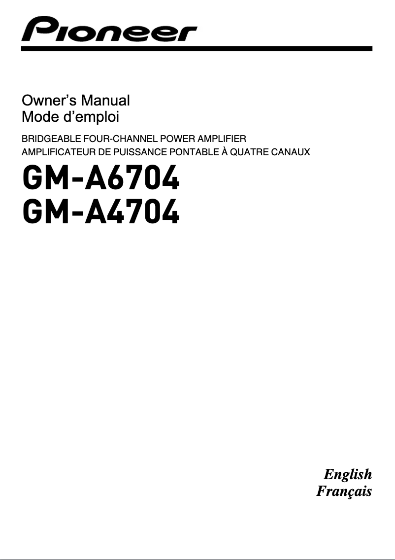 Page n°1 - Manuel utilisateur Pioneer GM-A6704