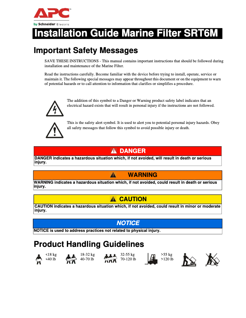 Page 1 de la notice Manuel utilisateur APC SRT6RMM