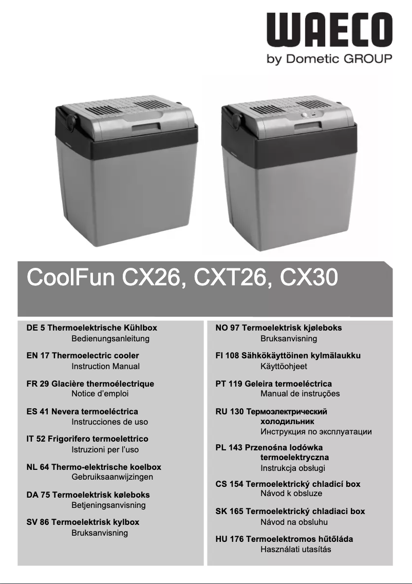 Page 1 de la notice Manuel utilisateur Waeco CoolFun CX30