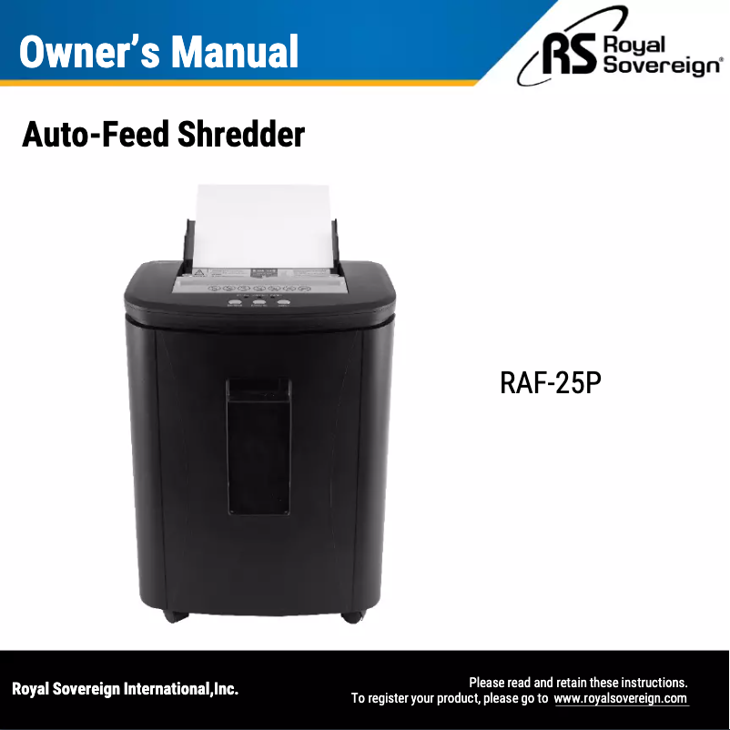 Page n°1 - Manuel utilisateur Royal Sovereign RAF-25P