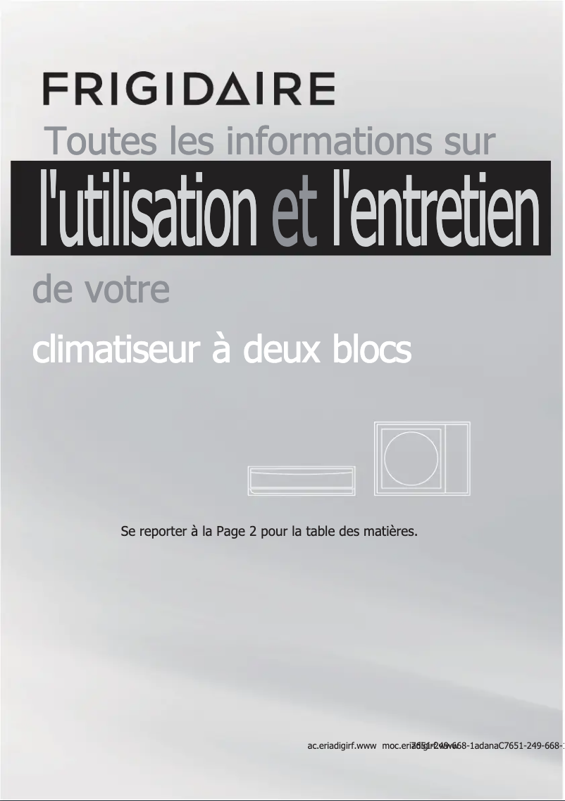 Page n°1 - Manuel utilisateur Frigidaire FFHP094WS1