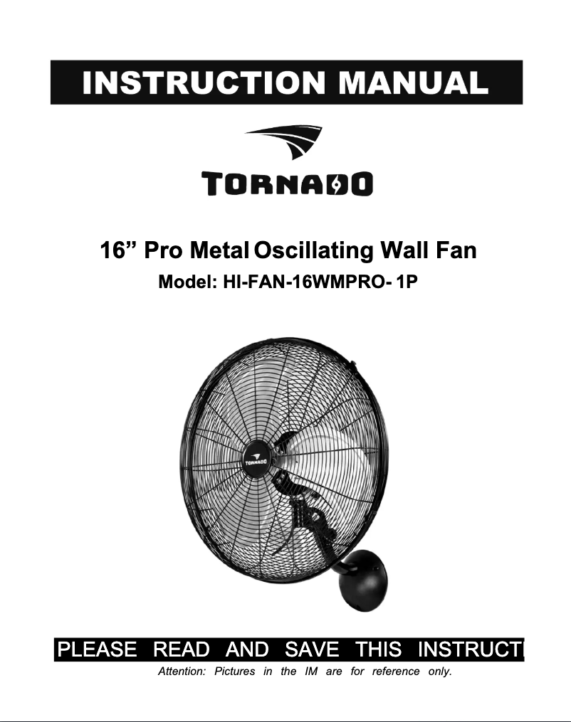 Page 1 de la notice Manuel utilisateur Tornado HI-FAN-16WMPRO-1P