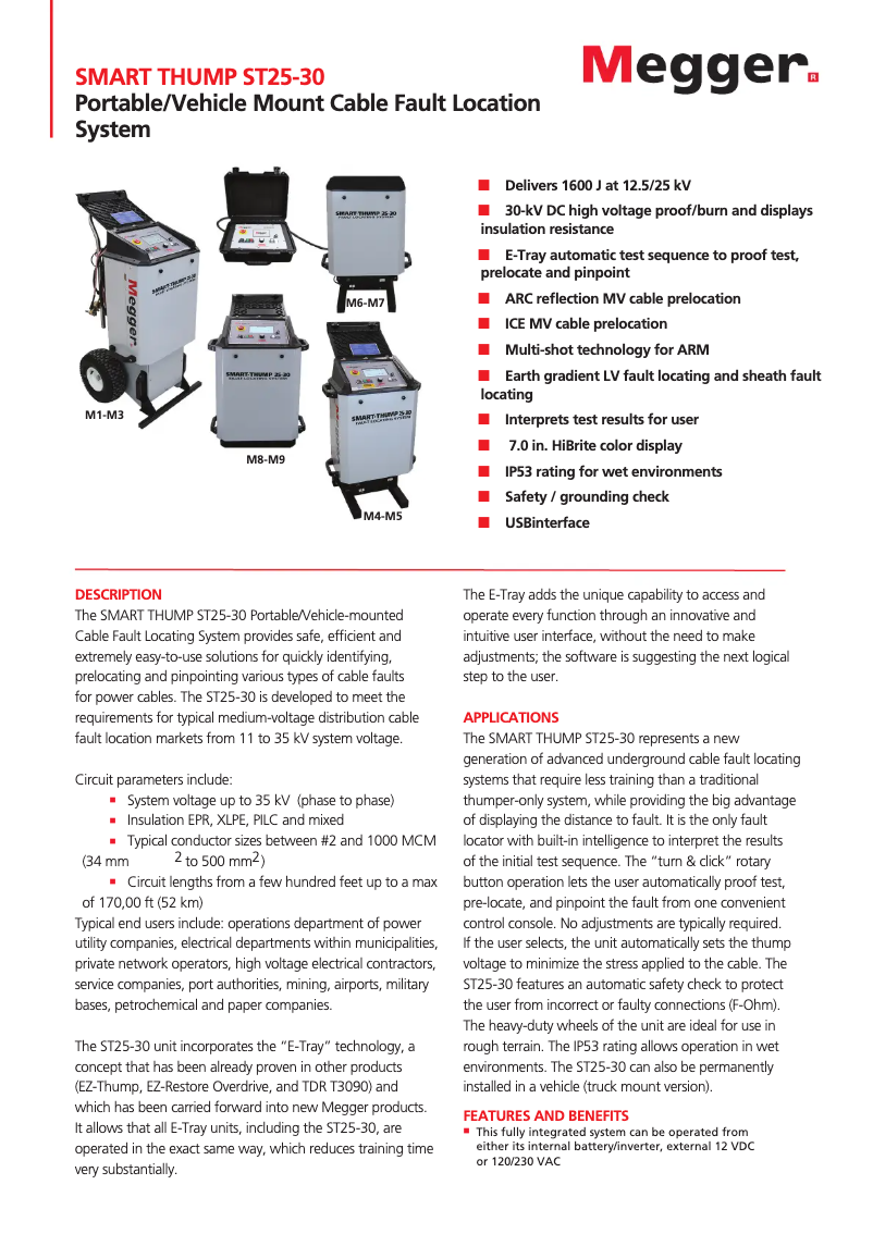 Page 1 de la notice Fiche technique Megger Smart Thump ST25-30