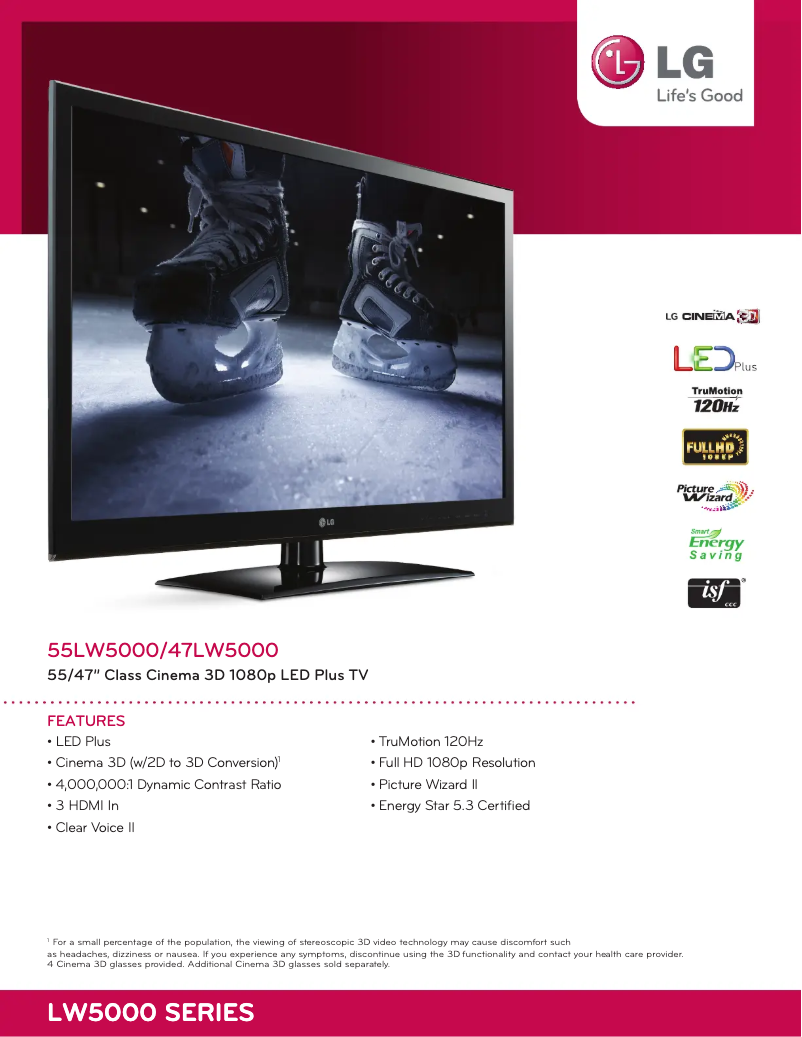 Página 1 del manual Ficha técnica LG 47LW5000