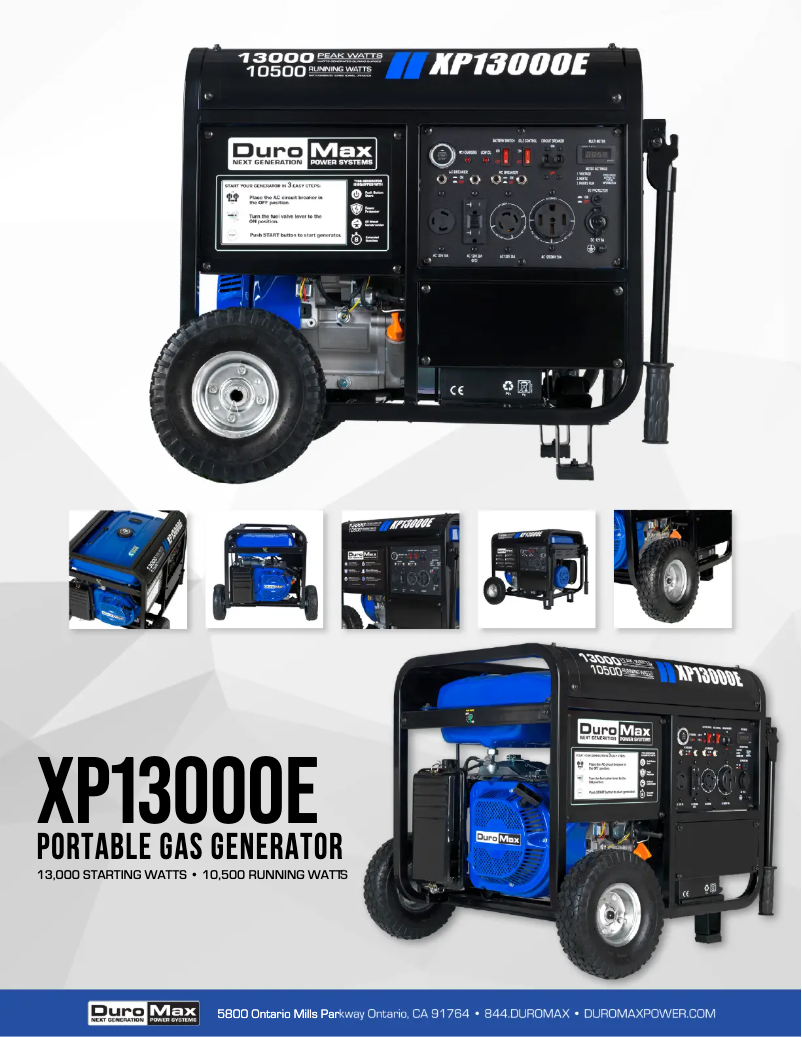 Página 1 del manual Ficha técnica DuroMax XP13000E