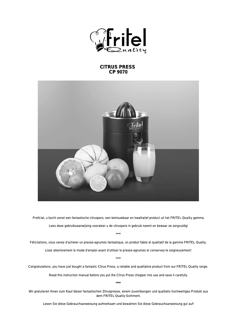 Page 1 de la notice Manuel utilisateur Fritel CP9070