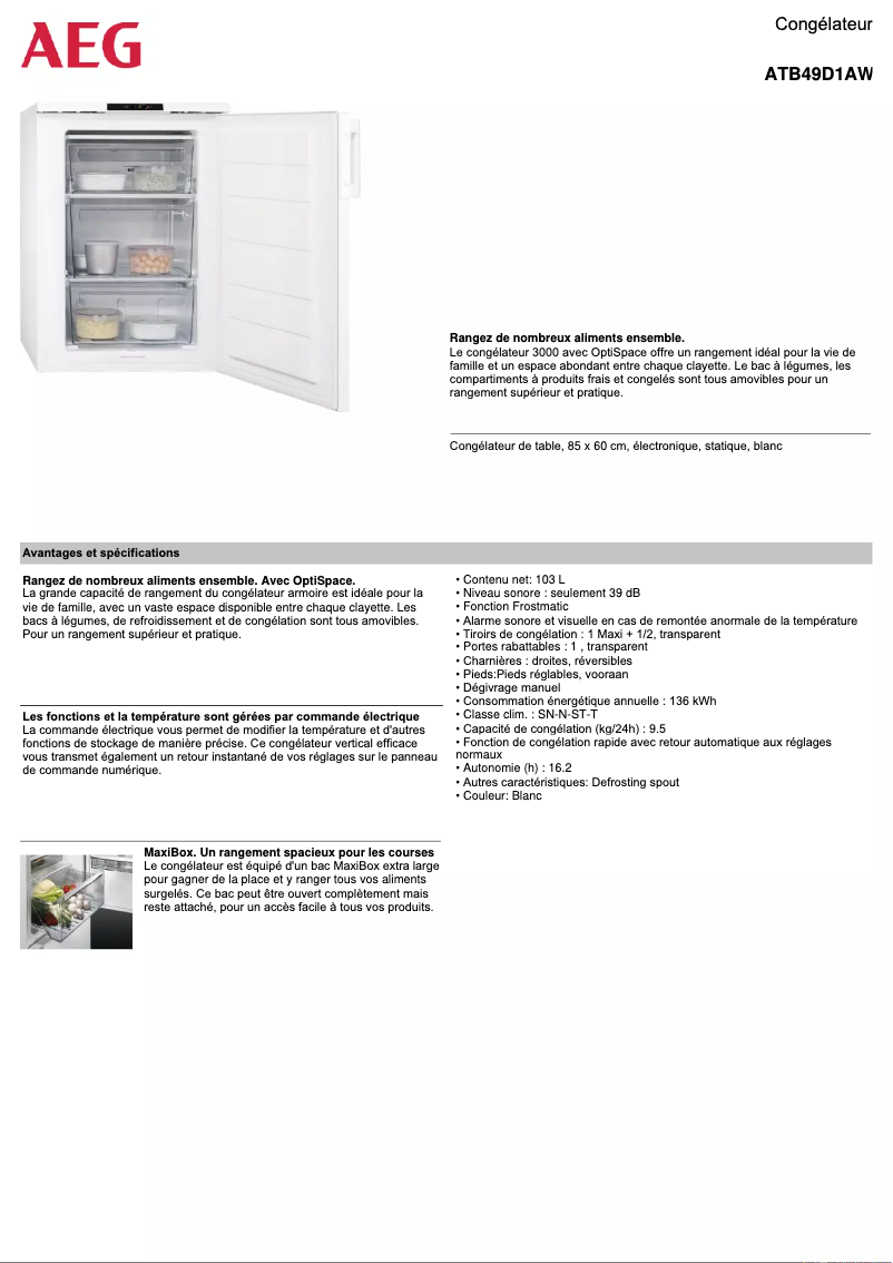 Image de la première page du manuel de l'appareil ATB49D1AW