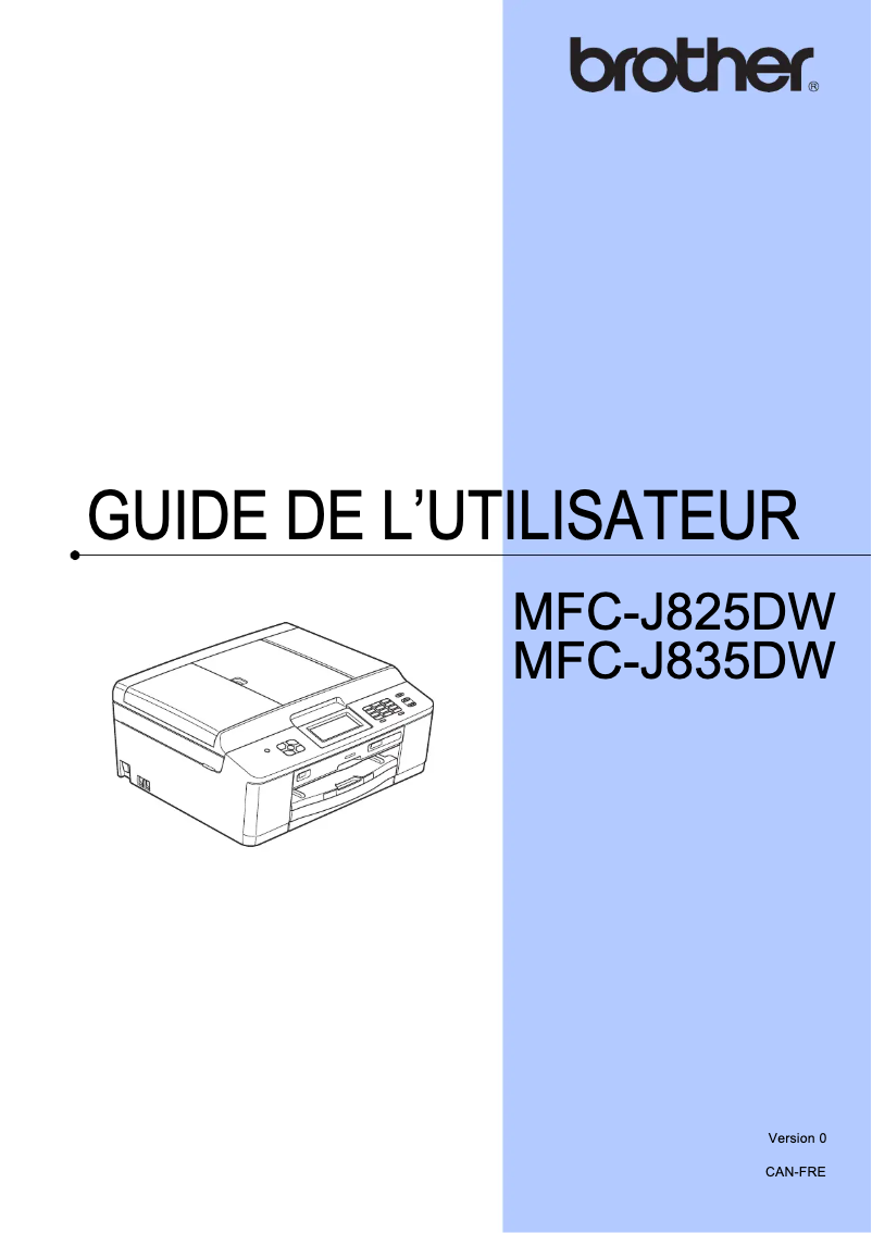 Page 1 de la notice Manuel utilisateur Brother MFC-J825DW