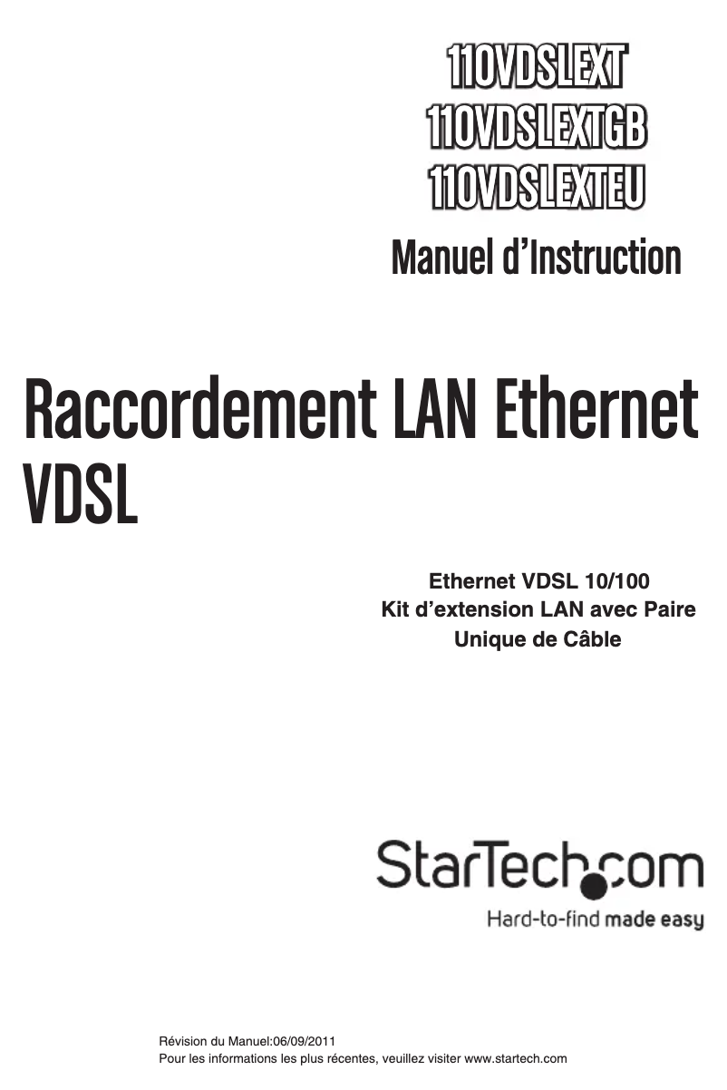 Page 1 de la notice Manuel utilisateur StarTech.com 110VDSLEXTEU