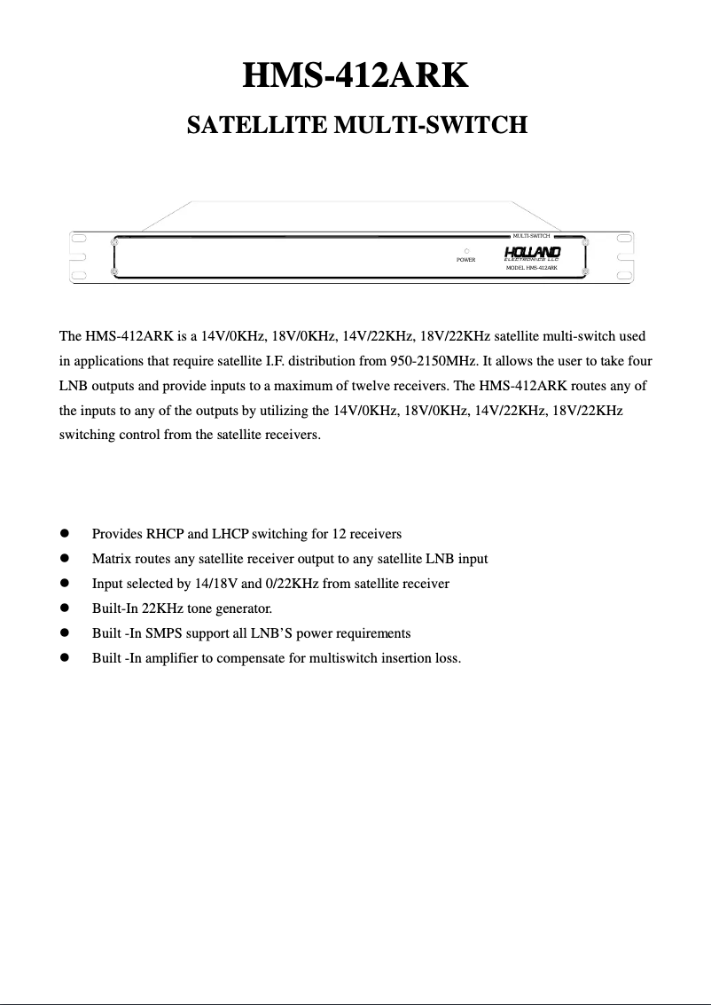 Image de la première page du manuel de l'appareil HMS-412ARK