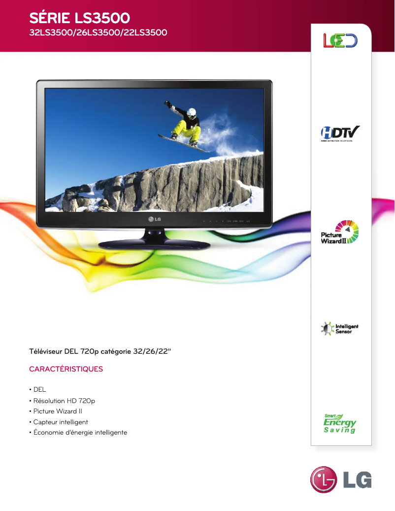 Página 1 del manual Ficha técnica LG 26LS3500