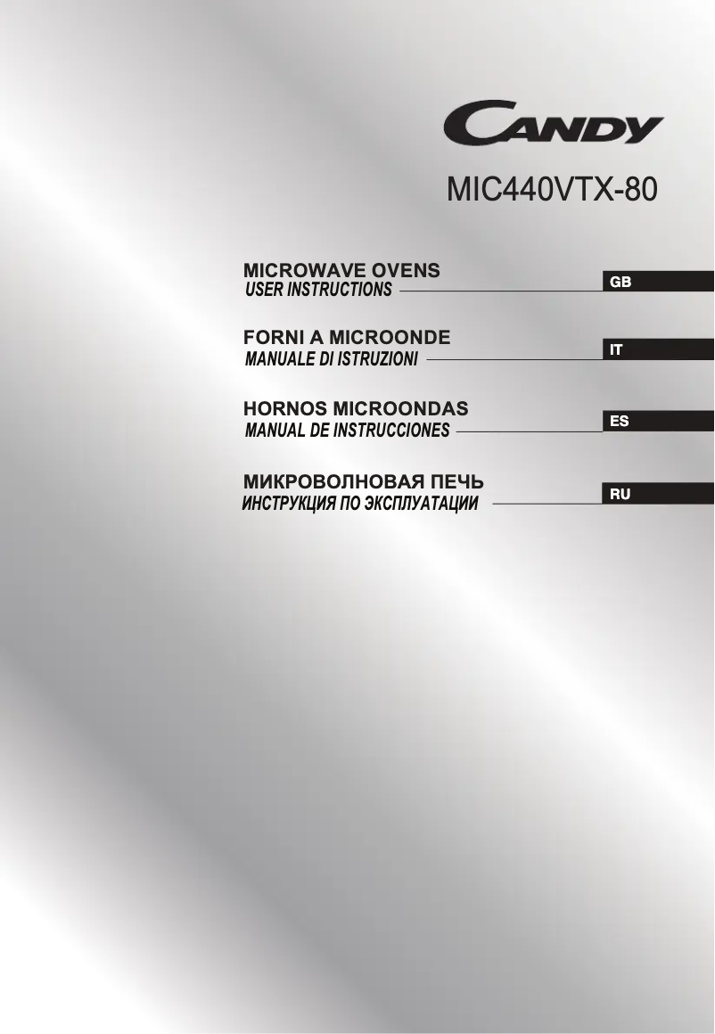 Page n°1 - Manuel utilisateur Candy MIC440VTX-80