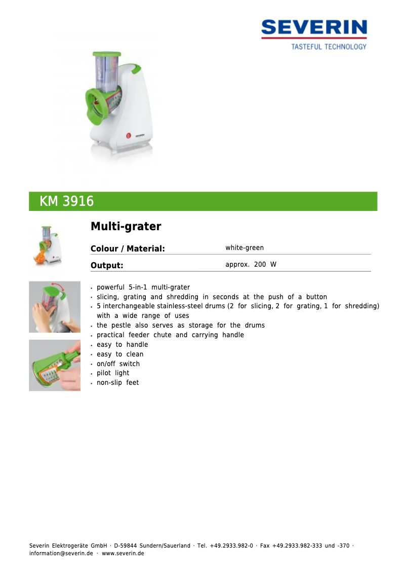 Page n°1 - Manuel utilisateur Severin KA 3916