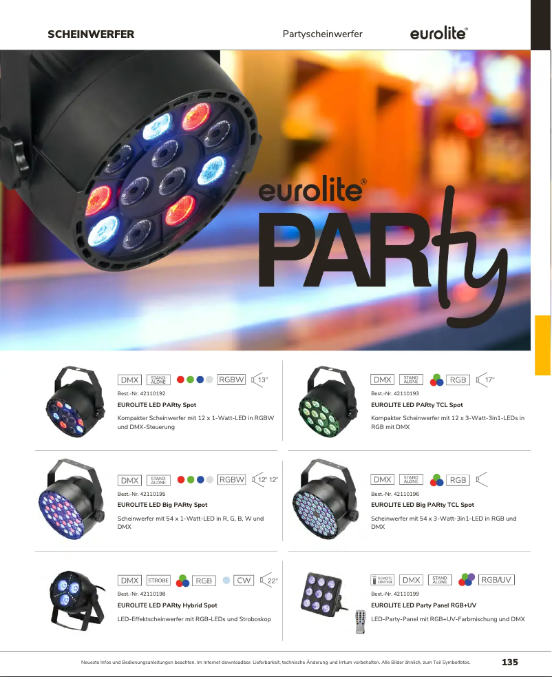 Page 1 of the manual Catalogue Eurolite LED Party Panel