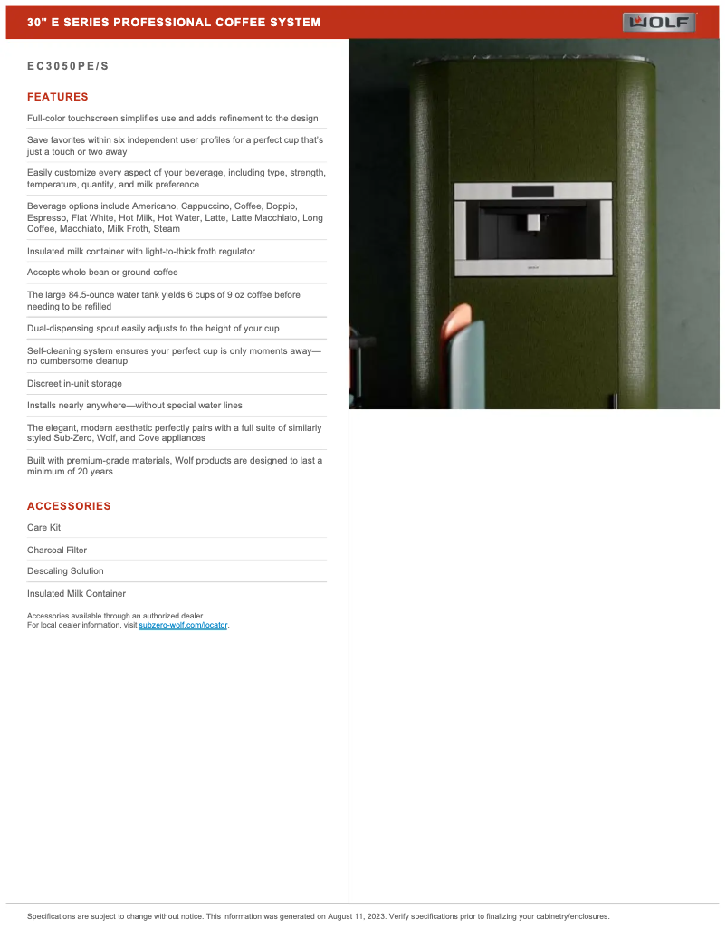 Page n°1 - Manuel utilisateur Wolf EC3050PE/S