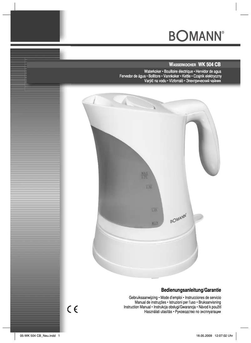 Page 1 de la notice Manuel utilisateur Bomann WK 504 CB