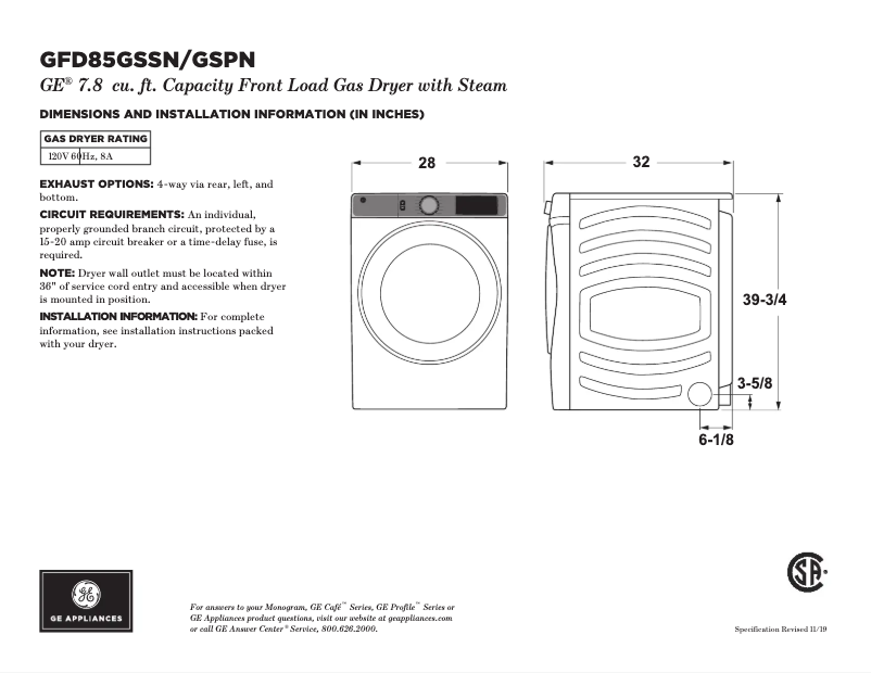 Page 1 de la notice Instructions / montage GE GFD85GSPNDG