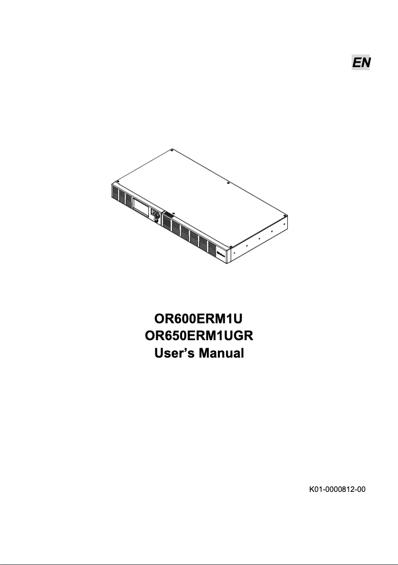 Page 1 de la notice Manuel utilisateur CyberPower OR650ERM1UGR
