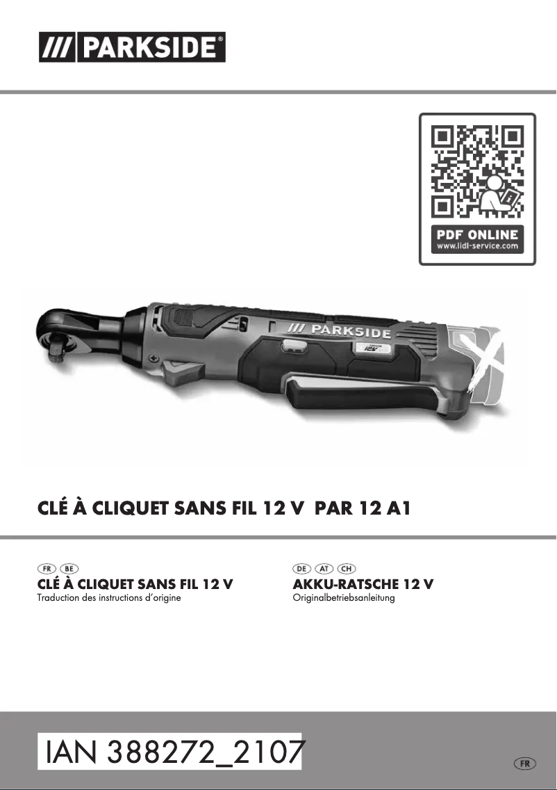 Page 1 de la notice Manuel utilisateur Parkside PAR 12 A1