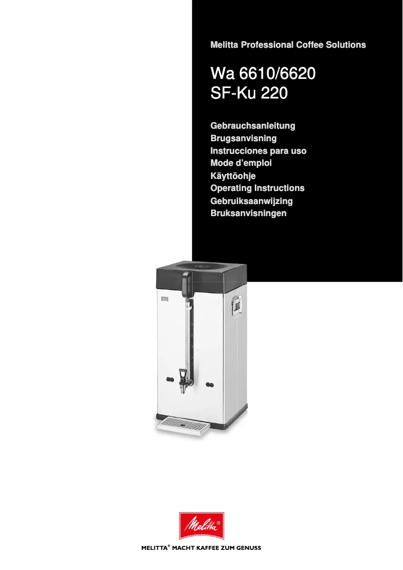 Page 1 de la notice Manuel utilisateur Melitta Cafina RM60