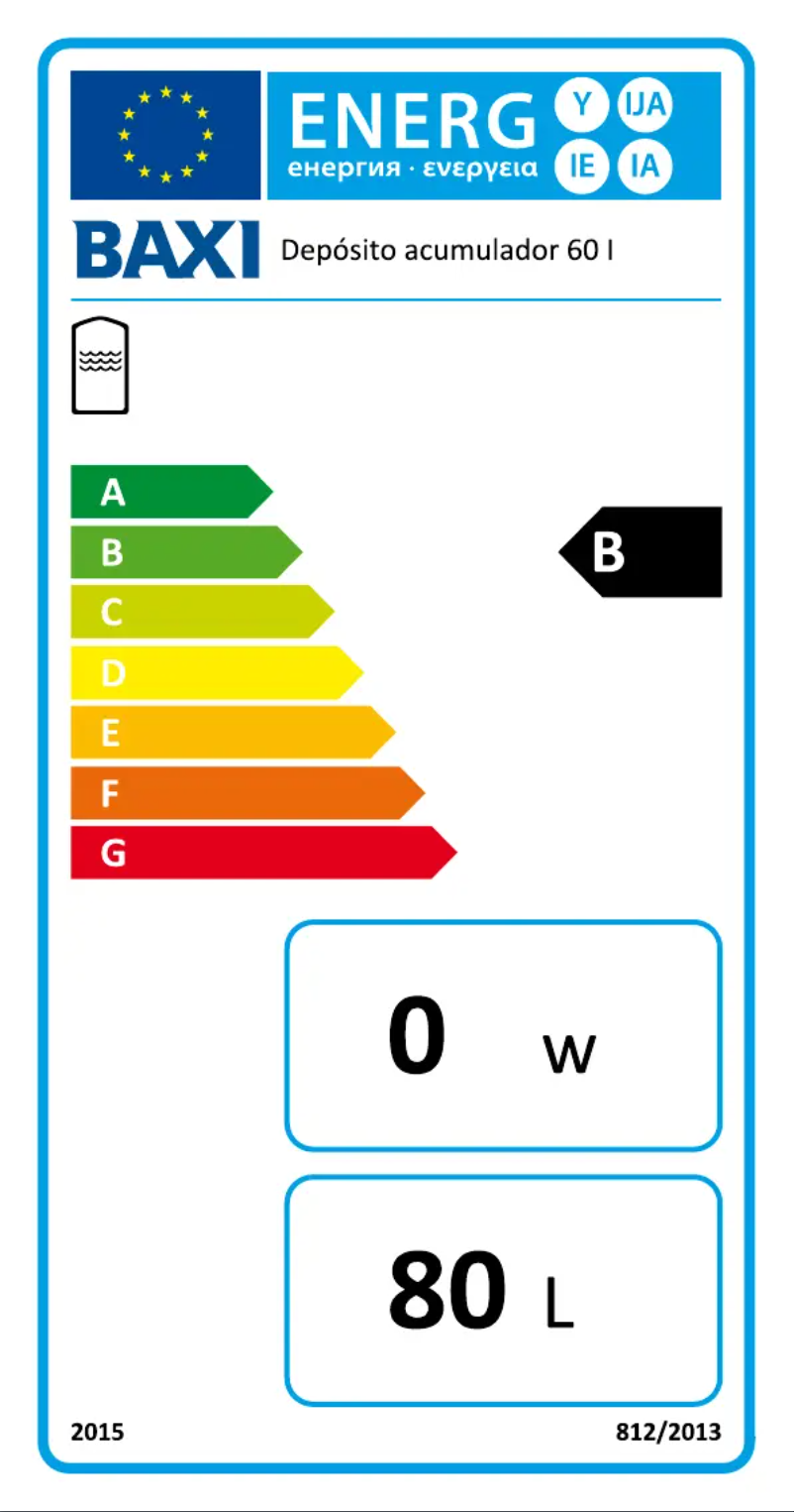 Página 1 del manual Etiqueta energética Baxi 60 l