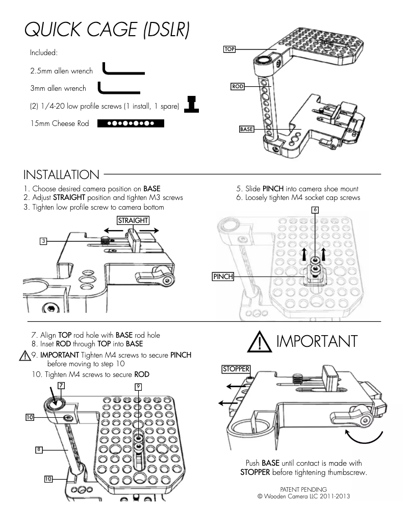 Page 1 de la notice Manuel utilisateur Wooden Camera 182200