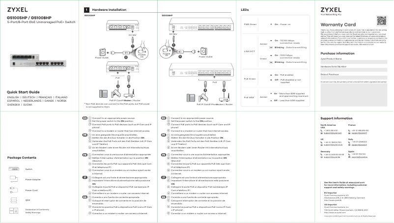 Page 1 de la notice Mode d'emploi ZyXEL GS1005HP