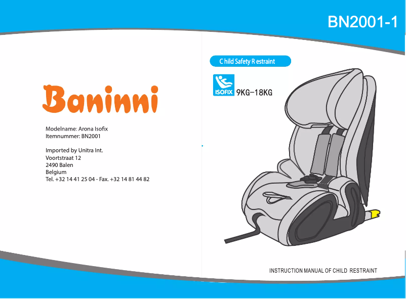 Image de la première page du manuel de l'appareil Arona Isofix BN2001
