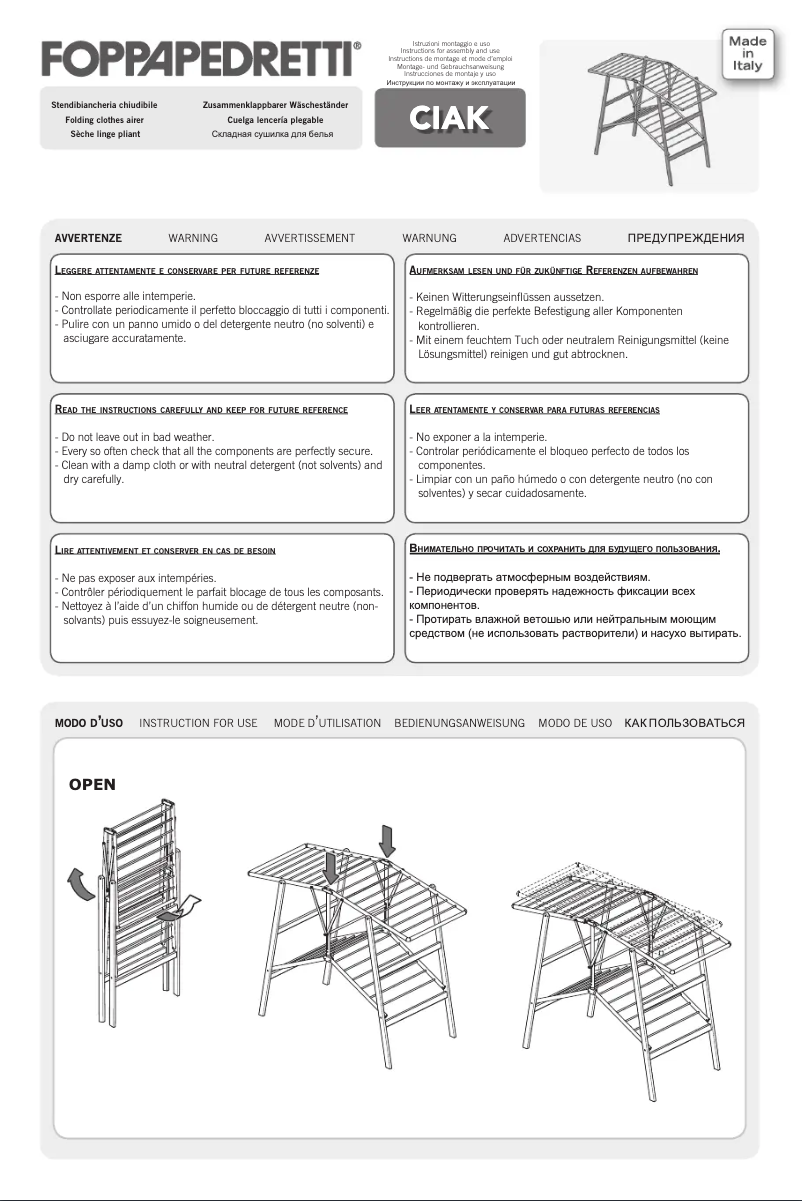 Image de la première page du manuel de l'appareil Ciak