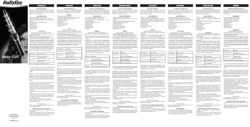 Page 1 de la notice Manuel utilisateur BaByliss C20E