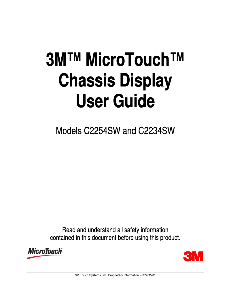 Page 1 de la notice Manuel utilisateur 3M MicroTouch C2234SW