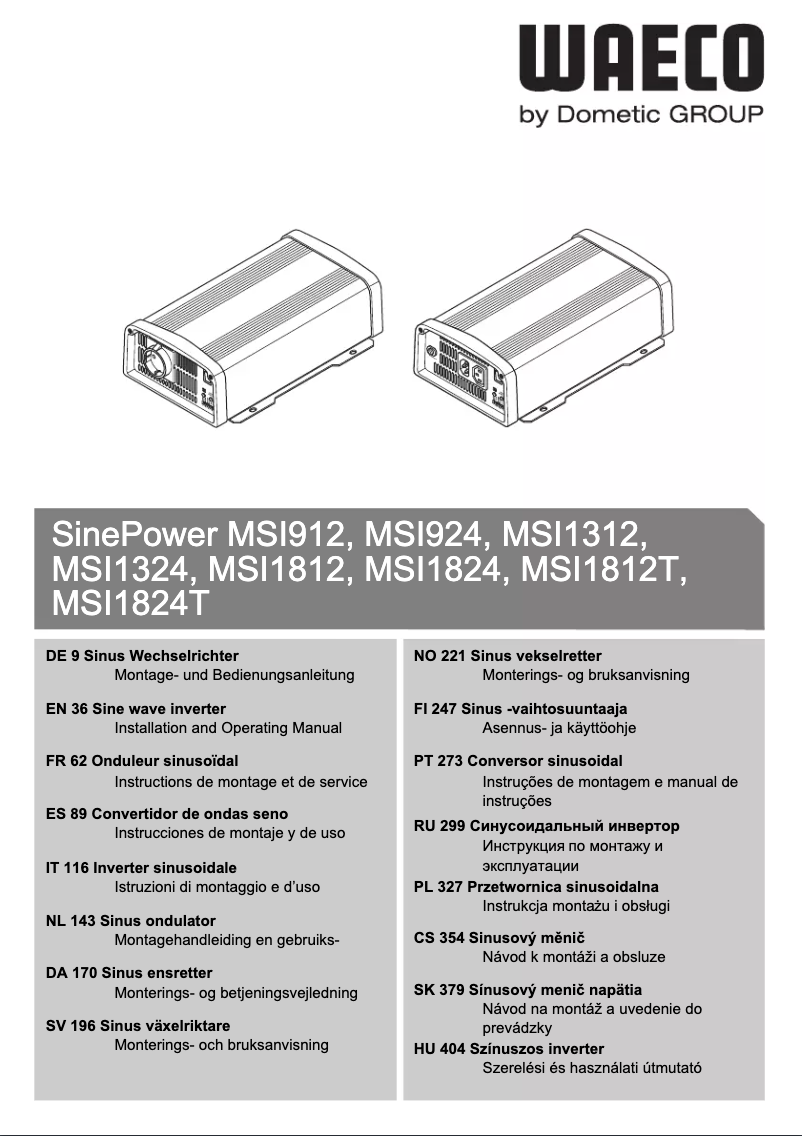 Page n°1 - Manuel utilisateur Waeco SinePower MSI924